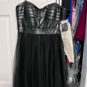 Aidan Mattox Black Strapless Evening Dress